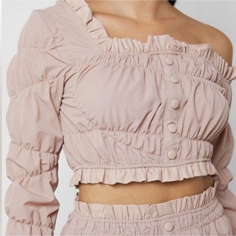 Mainer De Voir ruched cropped top blouse Sz 10